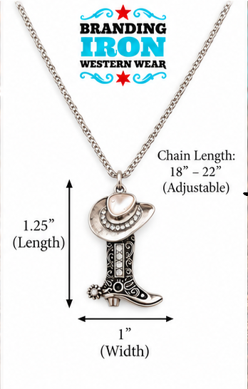 Kickin’ It Cowgirl Boot Necklace | Branding Iron Western Wear