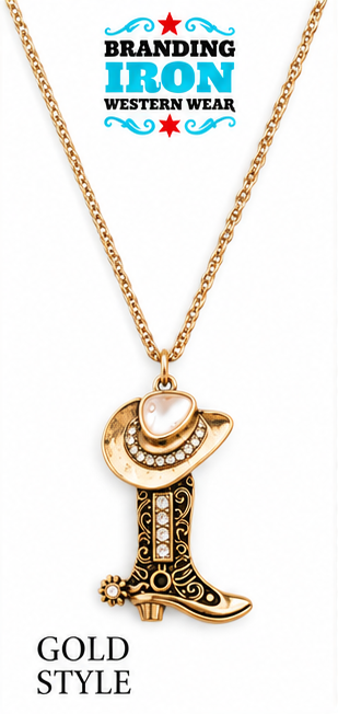 Kickin’ It Cowgirl Boot Necklace | Branding Iron Western Wear