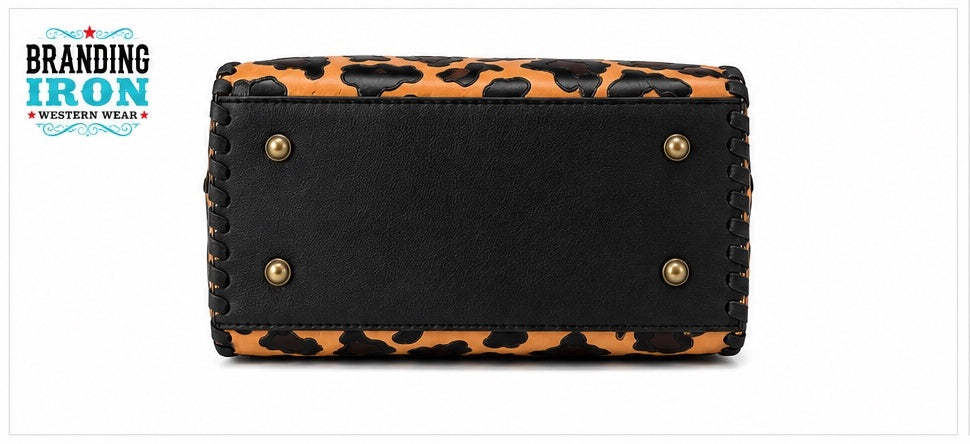 Leopard Print Speedy Leather Western Handbag | Branding Iron