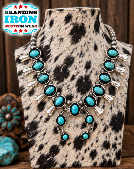 Painted Desert Turquoise Squash Blossom Necklace
