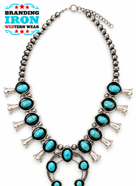 Painted Desert Turquoise Squash Blossom Necklace