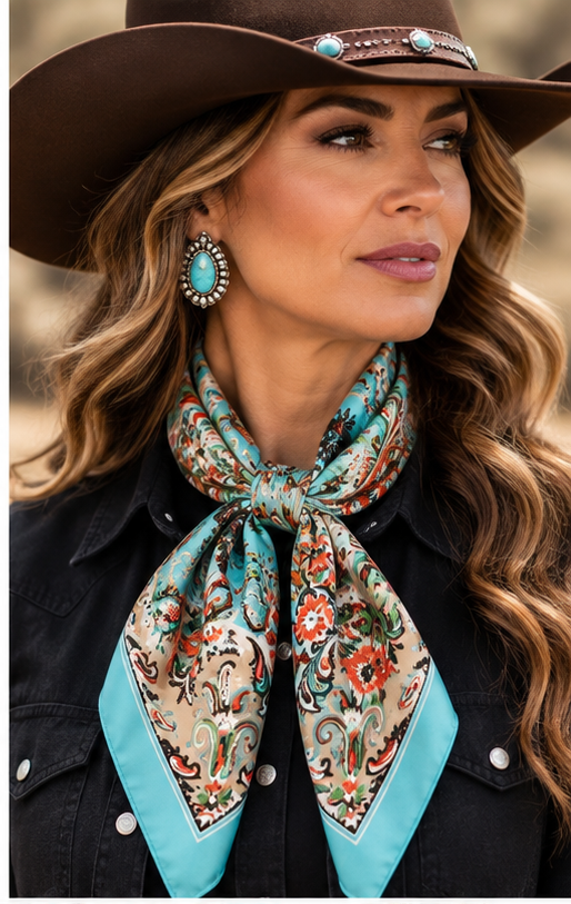 Turquoise Prairie Wild Rag | Branding Iron Western Wear